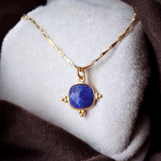 Blue Sapphire Crystal Necklace - 18K Gold Vermeil,  September Birthstone Gift for Her