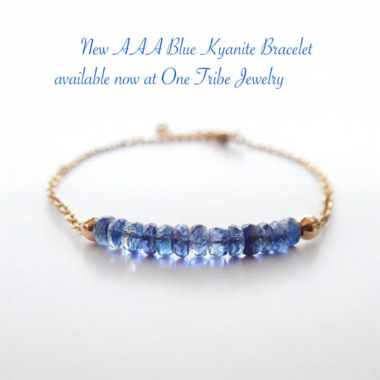 Dainty Blue Kyanite Chain Bracelet – 18k Gold Fill | Perfect for Layering