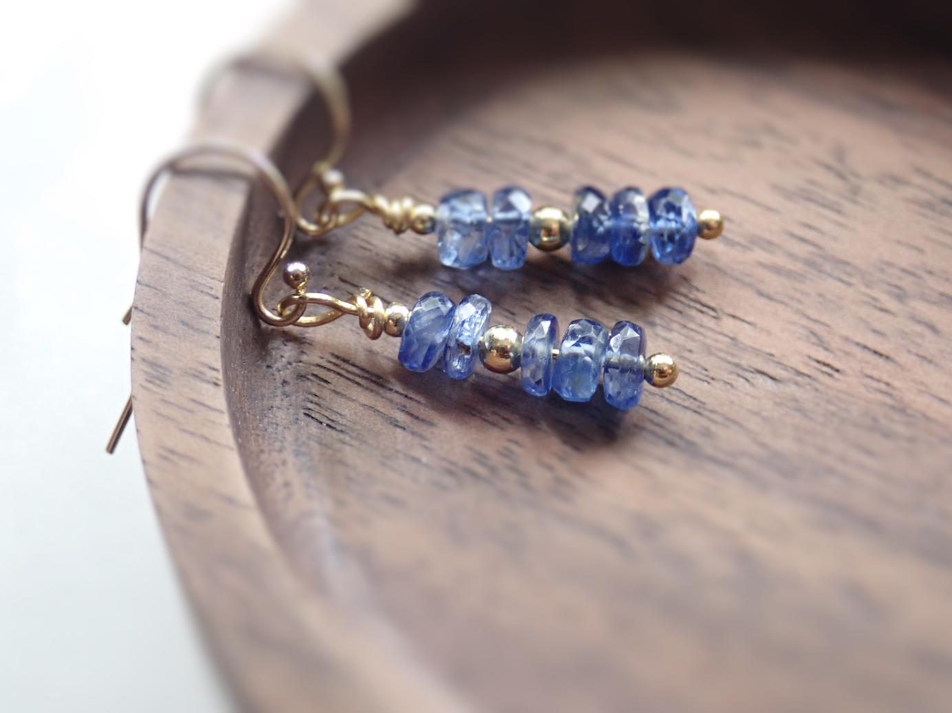 Gold Filled Kyanite Dangle Earrings, Blue Gemstone Earrings, Healing Crystal Earrings, Dainty Minimalist Gift for Her Sterling Silver