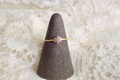 Dainty Diamond Flower Ring | April Birthstone Jewelry, Thin Delicate Stacking Ring