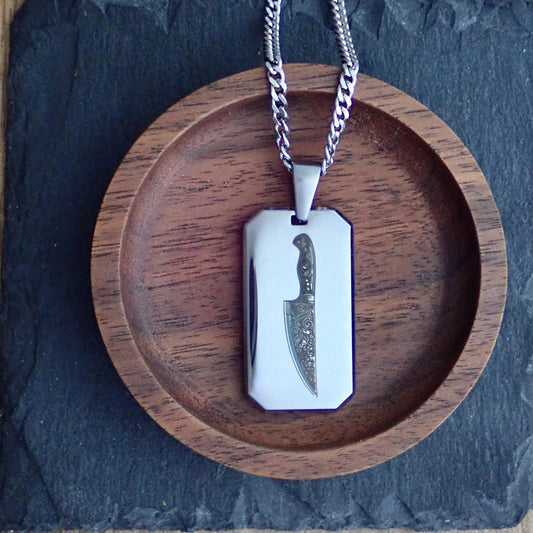 Chef Knife Necklace Stainless Steel Knife Necklace,Silver Chef’s Knife Pendant,Best Gifts for Chefs & Cooks, Mens No Tarnish Jewelry Silver