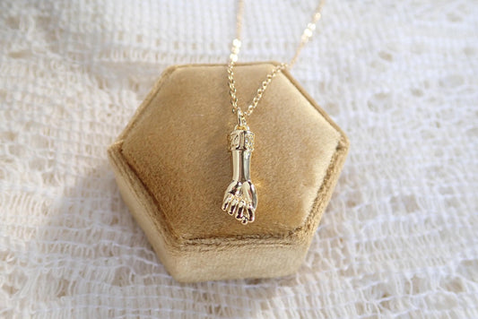 Dainty Mano Figa Hand Pendant Necklace – 14k Gold Filled Protection Charm on 18k Gold Fill Chaintection Necklace, Dainty Layering Necklace, Gift for Her
