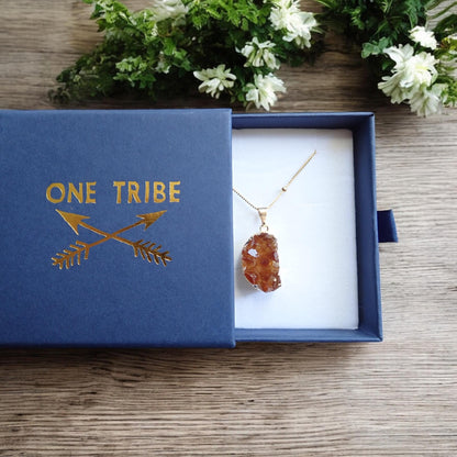 Chunky Raw Citrine Necklace Necklace - Gold Druzy Statement Necklace , November Birthstone Jewelry