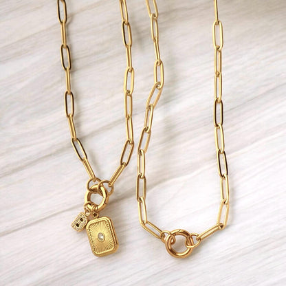 Charm Holder Necklace Personalized Charm Necklace, Anti-Tarnish Paperclip Charm Keeper, Custom Charm Carabiner Necklace, Build Your Own Gift