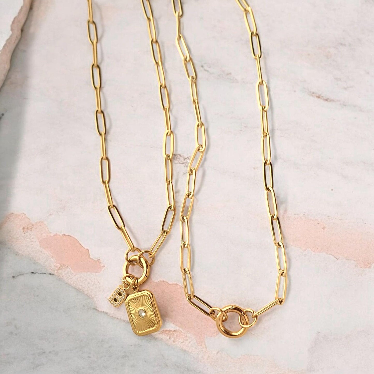 Charm Holder Necklace Personalized Charm Necklace, Anti-Tarnish Paperclip Charm Keeper, Custom Charm Carabiner Necklace, Build Your Own Gift
