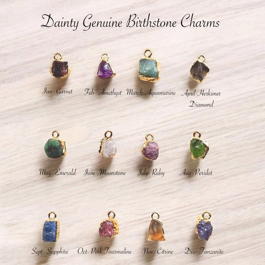 Genuine Birthstone Charms for Custom Necklace - Gemstone Add-On Birthstone Charms