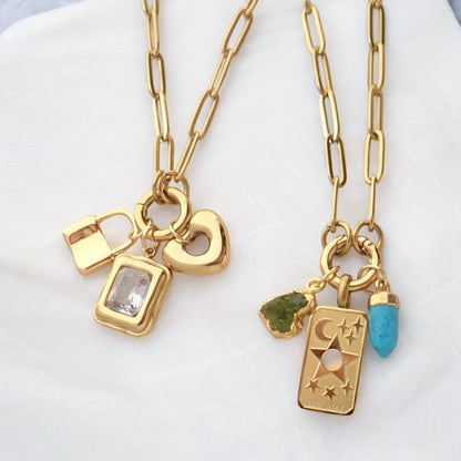 Charm Holder Necklace Personalized Charm Necklace, Anti-Tarnish Paperclip Charm Keeper, Custom Charm Carabiner Necklace, Build Your Own Gift