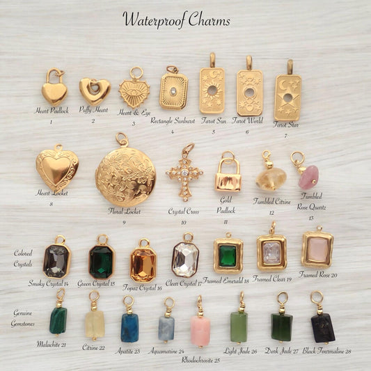 Charms for Necklace Waterproof No Tarnish Charms, Charm Bar,Add-On Charms,Removable Slide On Charm,Add a Charm,Custom Charm Necklace Gift