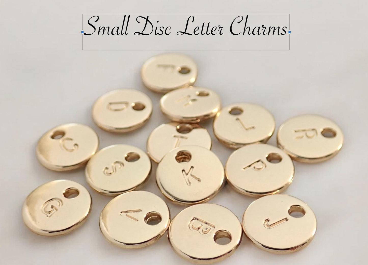 Gold Letter Initial Disc Charms,  Add-On Charms,Removable Slide On Charm,Custom Charm Necklace