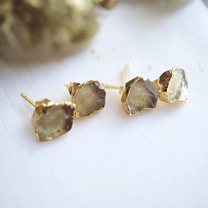 Raw Citrine Stud Earrings, Natural Citrine Post Earrings, Citrine Jewelry, November Birthstone, Crystal Stud Earrings, Raw Gemstone Earrings