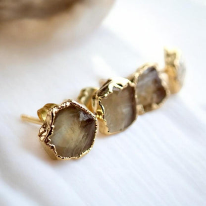 Raw Citrine Stud Earrings, Natural Citrine Post Earrings, Citrine Jewelry, November Birthstone, Crystal Stud Earrings, Raw Gemstone Earrings