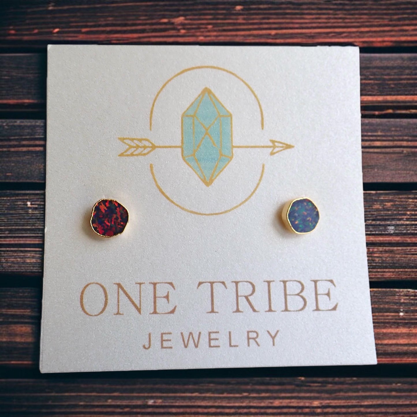Black Opal Stud Earrings | 14k Gold Opal Earrings, October Birthstone Jewelry, Round Gemstone Earrings