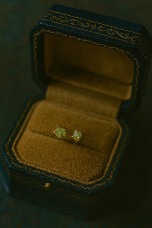 Tiny Peridot Gemstone Stud Earrings, |Second Piercing Earrings, August Birthstone Gift for Her