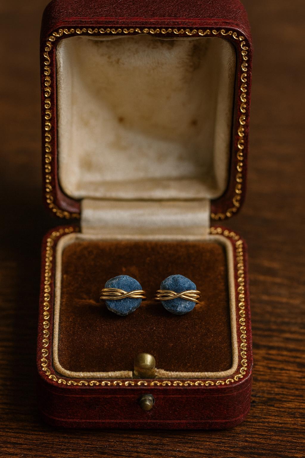 Raw Sapphire Stud Earrings • 14k Gold Filled Wire Wrapped Gemstone Posts • September Birthstone Jewelry
