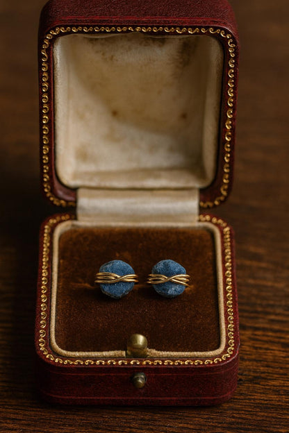 Raw Sapphire Stud Earrings • 14k Gold Filled Wire Wrapped Gemstone Posts • September Birthstone Jewelry