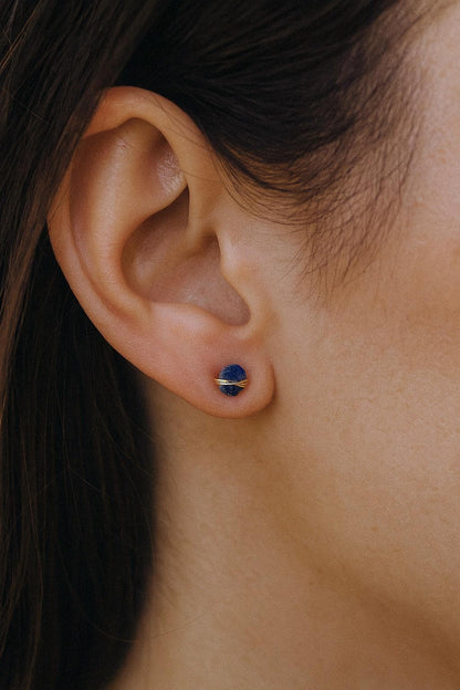Raw Sapphire Stud Earrings • 14k Gold Filled Wire Wrapped Gemstone Posts • September Birthstone Jewelry