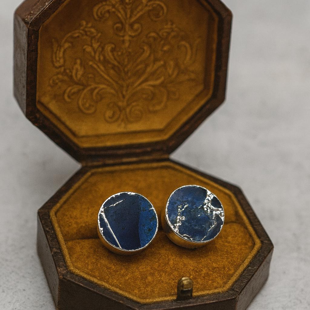 Blue Sapphire Mojave Turquoise Stud Earrings Silver | September Birthstone Gift for Her