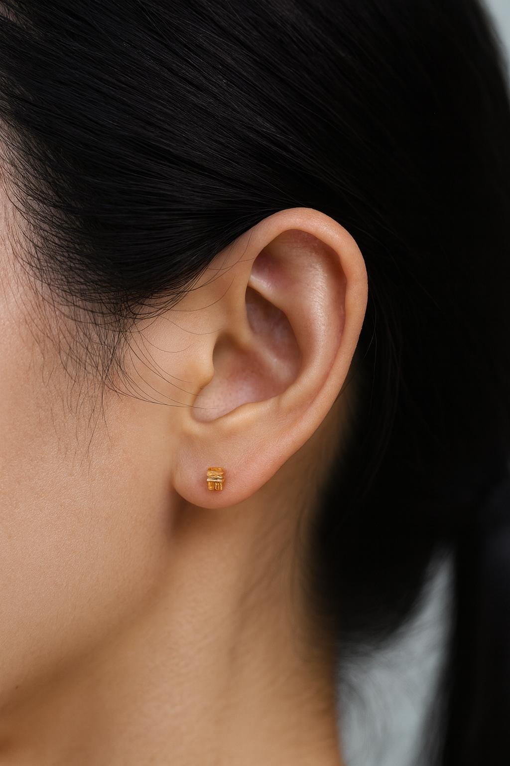 Dainty Citrine Stud Earrings 14k Gold Fill | Tiny Yellow Gemstone Earrings | November Birthstone Jewelry,Wire Wrapped Gemstone Post Earrings