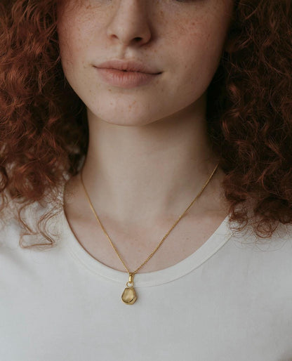 Raw Citrine Pendant Necklace - Genuine November Birthstone, Natural Gemstone Necklace with 18K Gold Fill Chain