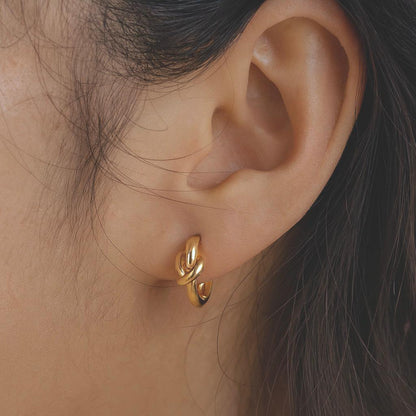 Gold Knot Hoop Earrings 18k Gold Vermeil Sterling Silver, Small Huggie Hoops, Minimalist Small Hoop Earrings