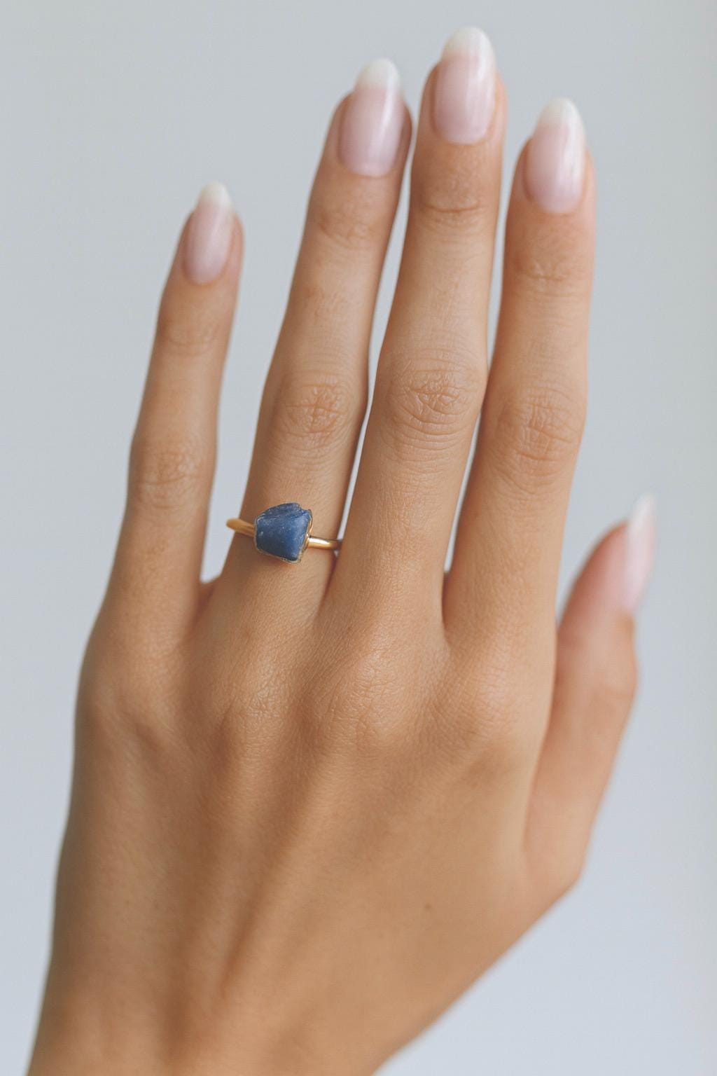 Dainty Raw Sapphire Ring, Gemstone Solitaire Stacking Ring, September Birthstone Gift, Simple Thin Delicate Ring,Sapphire Jewelry,