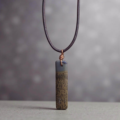 Wild Horse Picture Jasper Necklace for Men – Earthy Stone Pendant on Adjustable Leather Cord,Boho Western Gift for Him