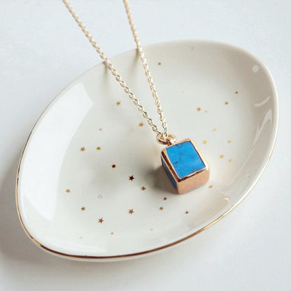 Dainty Turquoise Pendant Necklace  • December Birthstone Gift for Her • Dainty Gold Filled Layering Chain, Minimalist Turquoise Jewelry