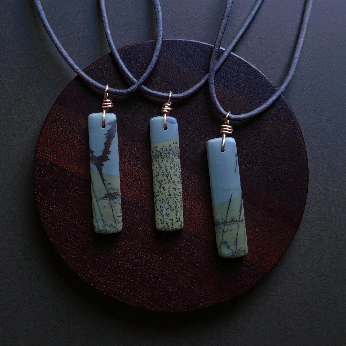 Wild Horse Picture Jasper Necklace for Men – Earthy Stone Pendant on Adjustable Leather Cord,Boho Western Gift for Him