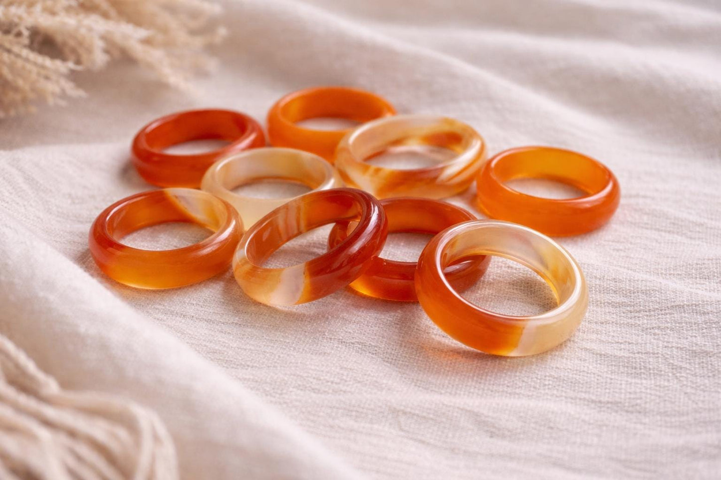 Solid Carnelian Stone Ring  Band, Carved Orange Gemstone Ring, Medium Band Ring, Thick Medium Band Thumb Ring