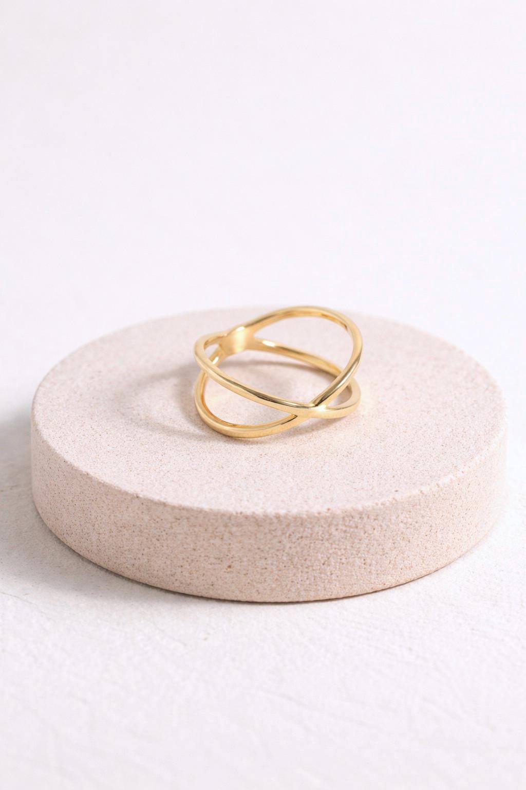 Gold Crossover Ring, Waterproof Gold X Ring, Minimalist Open Band Ring