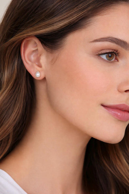 Freshwater Pearl Stud Earrings, Baroque Pearl Post Earrings, June Birthstone Gift