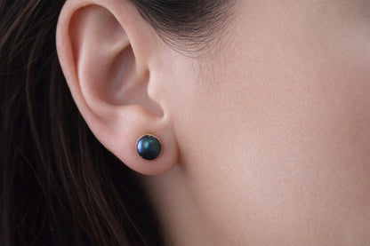 Freshwater Pearl Stud Earrings, Colorful Peacock Pearl Studs, June Birthstone Gift