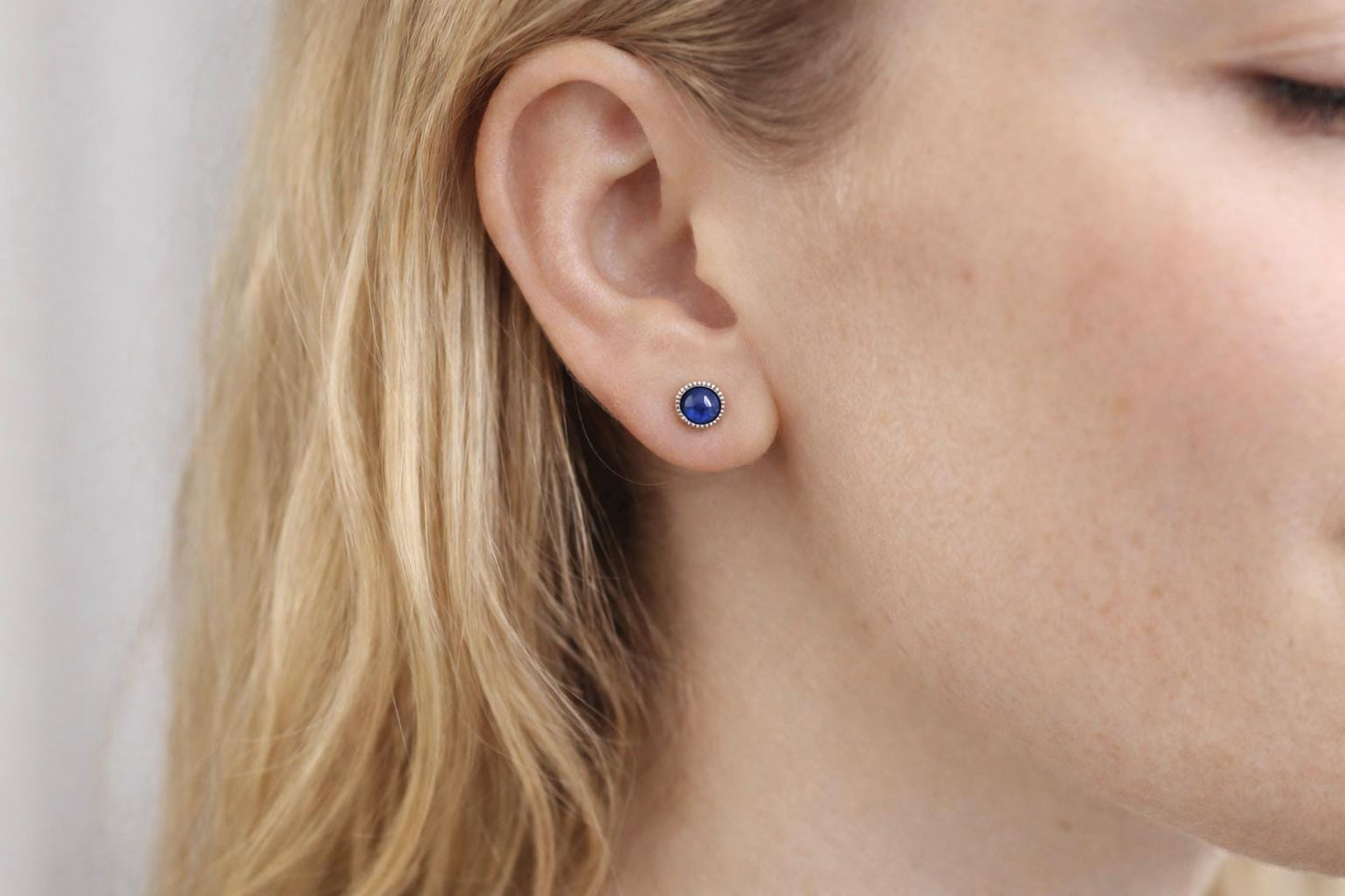 Tiny Blue Kyanite Sterling Silver Stud Earrings, Dainty Gemstone Posts, Hypo Allergenic Jewelry for Her
