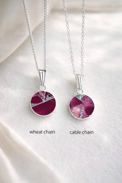 Garnet Pendant Necklace Silver, Mojave Gemstone Jewelry, January Birthstone Gift, Kintsugi Minimalist Necklace