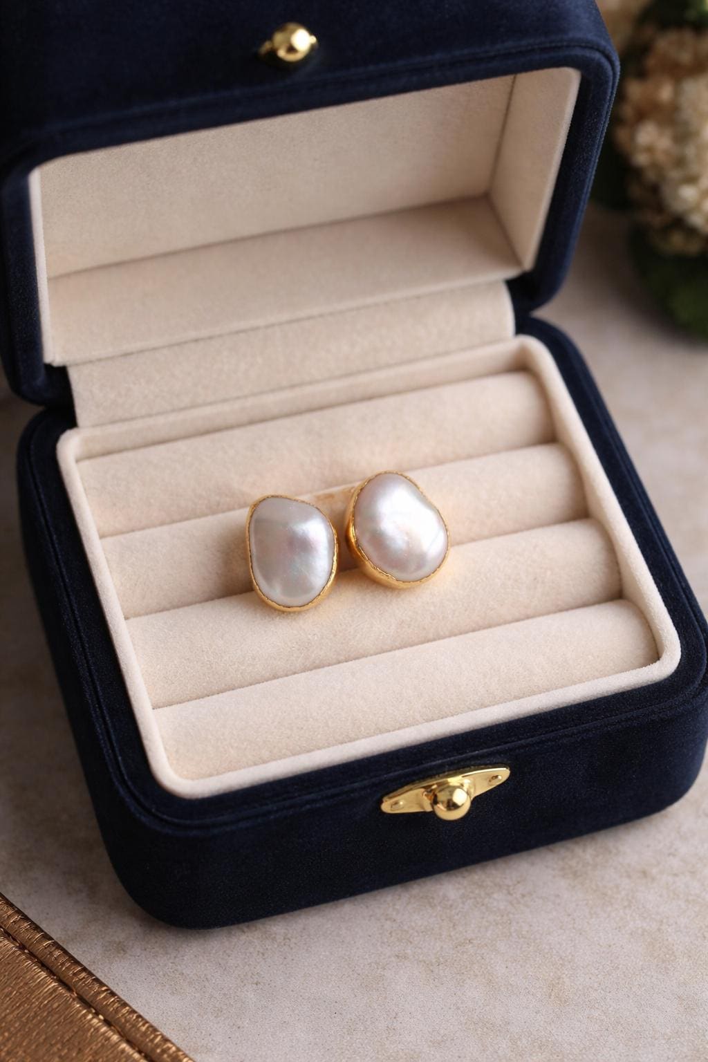Freshwater Pearl Stud Earrings, Baroque Pearl Post Earrings, June Birthstone Gift