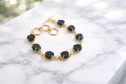 Raw Black Tourmaline Bracelet, Multi Gemstone Bracelet, Adjustable Healing Stone Bracelet