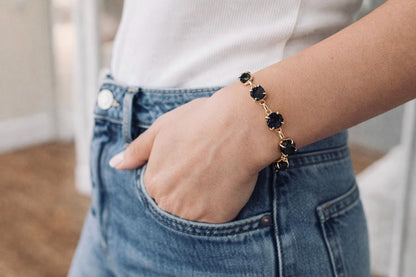 Raw Black Tourmaline Bracelet, Multi Gemstone Bracelet, Adjustable Healing Stone Bracelet