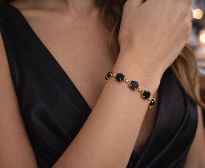 Raw Black Tourmaline Bracelet, Multi Gemstone Bracelet, Adjustable Healing Stone Bracelet