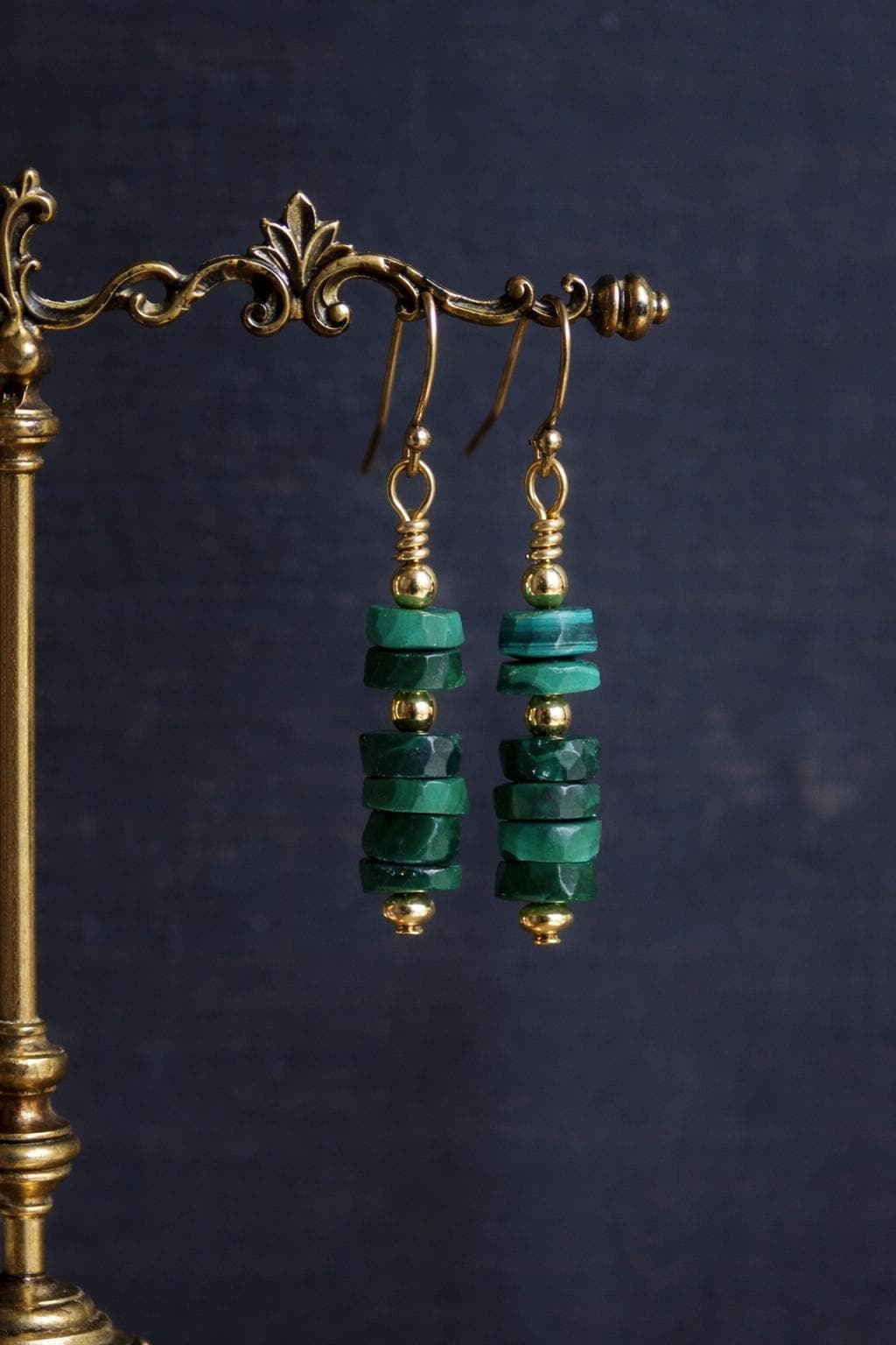 Genuine Malachite Dangle Earrings,| Green Gemstone Drop Earrings