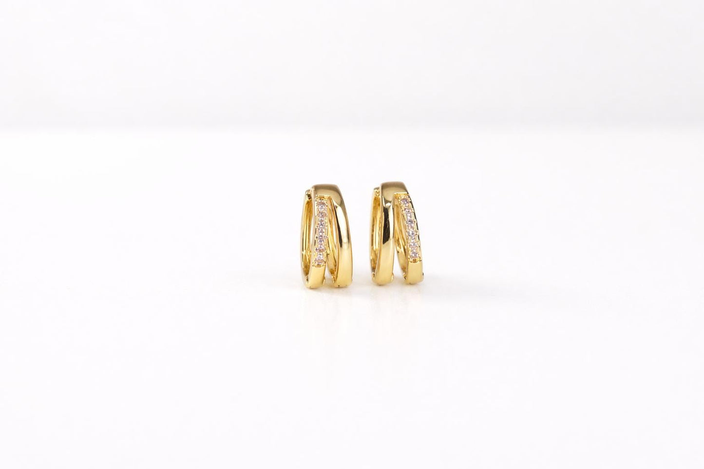 14k Gold Vermeil CZ Huggie Hoop Earrings | Small Minimalist Gold Hoops for Her