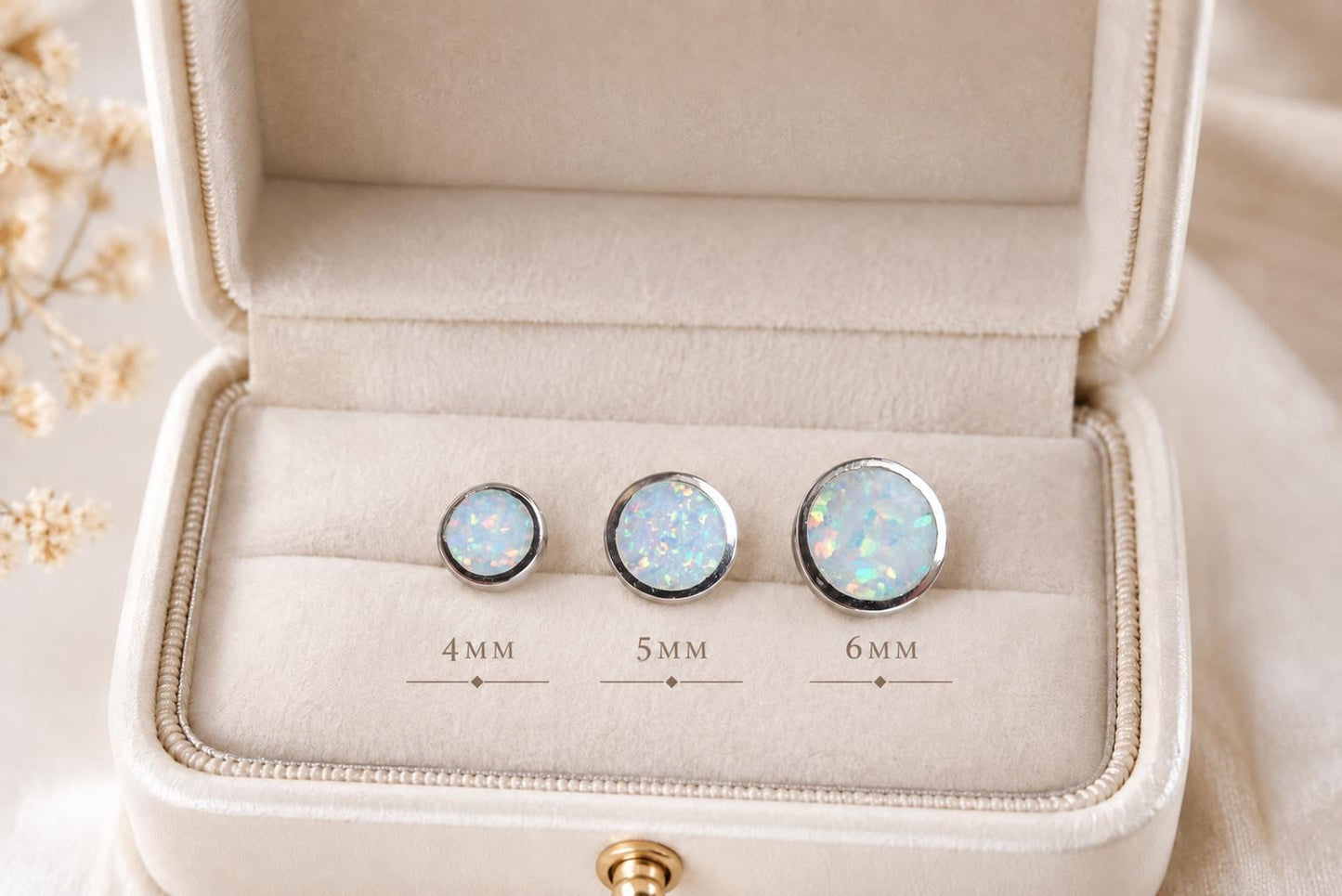 Opal Stud Earrings Sterling Silver | Tiny Opal Earrings | Minimalist Studs,October Birthstone Gift, Cartilage & Second Hole Stackable Studs