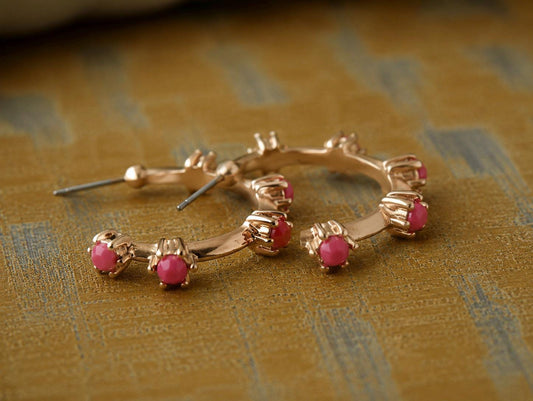 Matte Gold Coral Hoop Earrings, Coral Jewelry, Feminine Boho Jewelry,