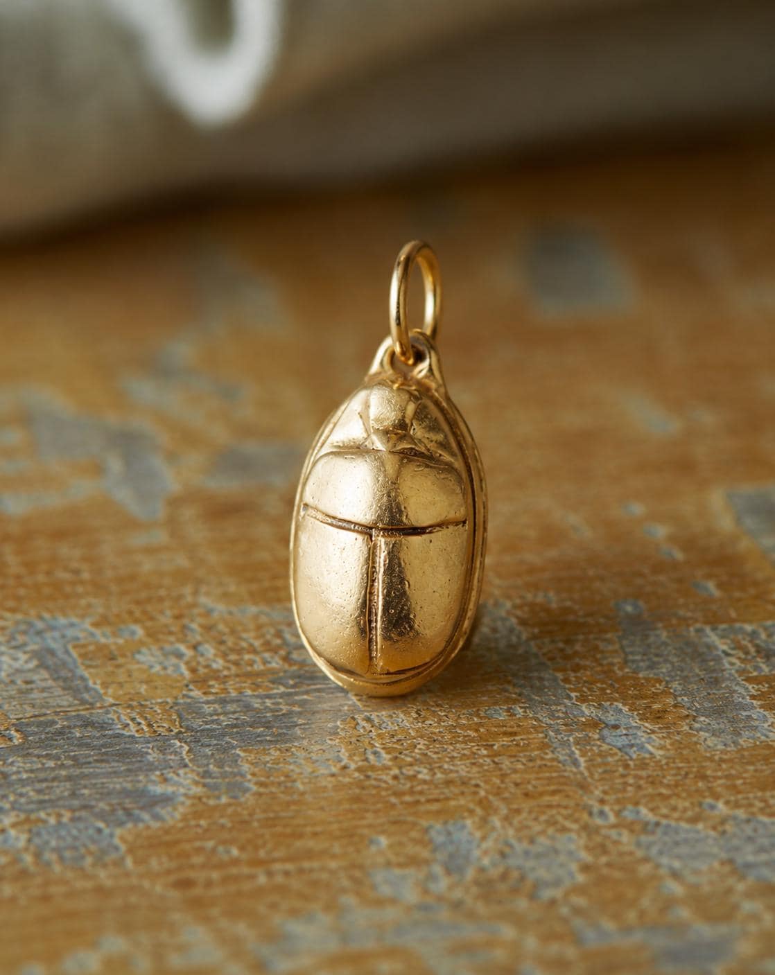 Gold Scarab Pendant Necklace, Ancient Egyptian Jewelry, 12k Antique Gold Ball Chain, Chunky Layering Necklace, Vintage Style Gold Jewelry