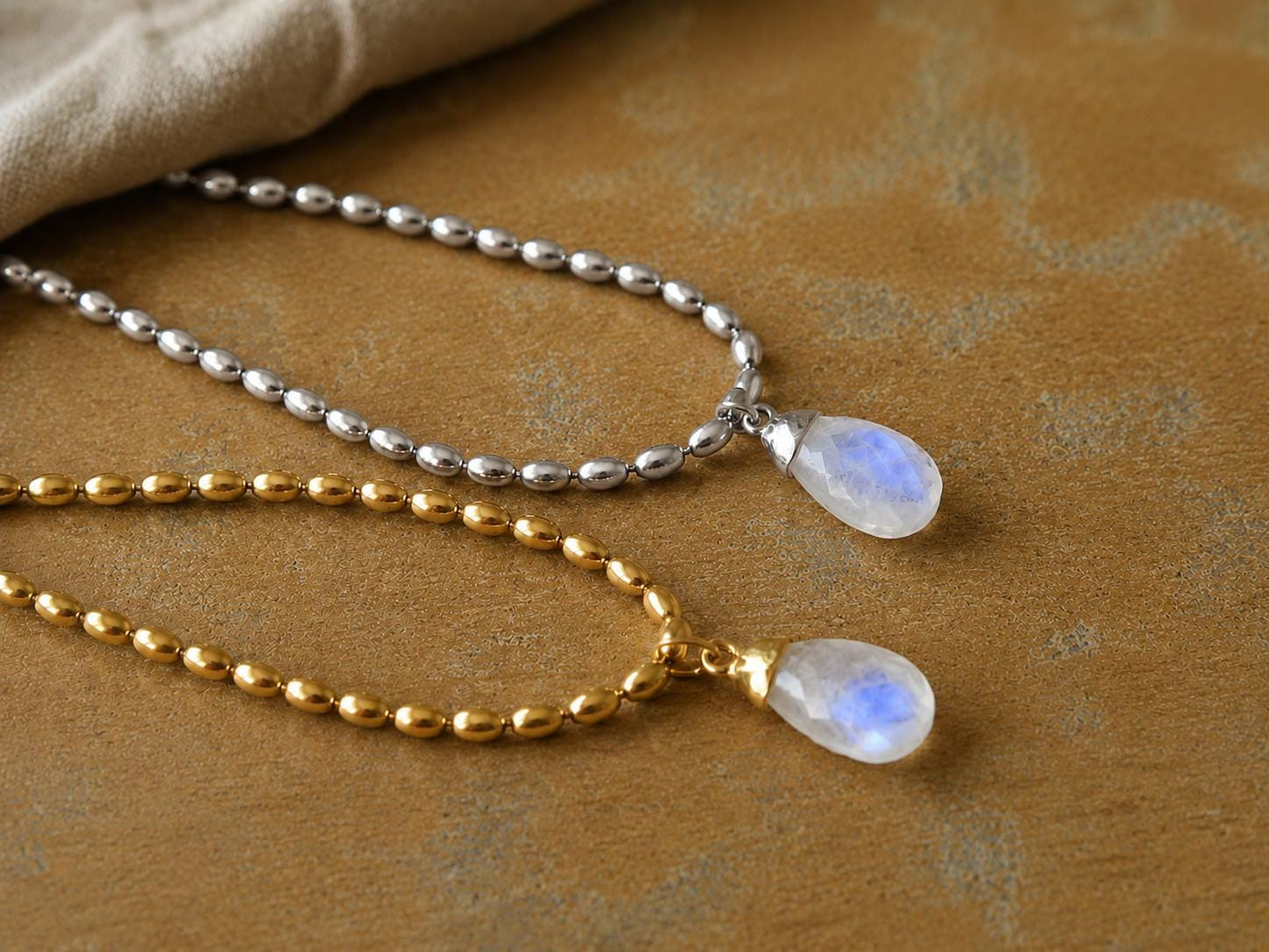 Rainbow Moonstone Pendant Necklace Antique Gold or Silver, June Birthstone Gift, Moonstone Jewelry, Boho Gemstone Necklace,