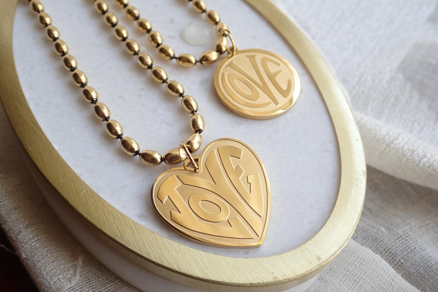 Gold Fill LOVE Necklace, Chunky Heart Necklace, Retro Gold Statement Necklace, Bold Layering Jewelry