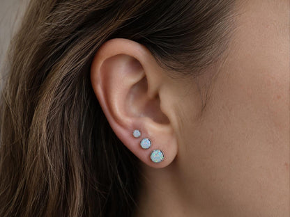 Opal Stud Earrings Sterling Silver | Tiny Opal Earrings | Minimalist Studs,October Birthstone Gift, Cartilage & Second Hole Stackable Studs