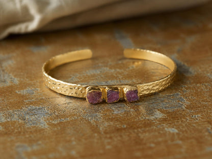 Gold Birthstone Cuff Bracelet, Herkimer Diamond Cuff, April Birthstone Gift
