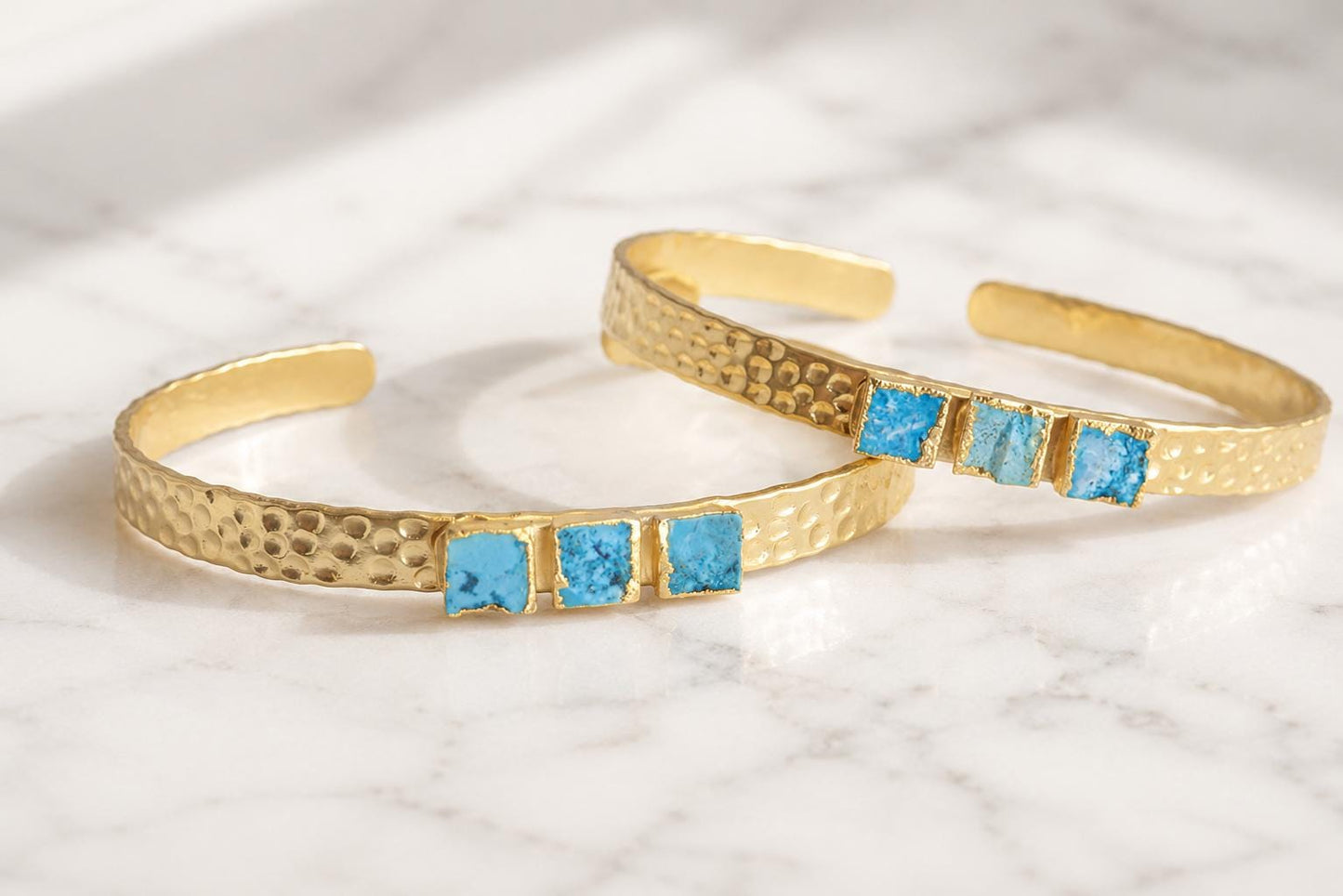 Turquoise Cuff Bracelet Gold | December Birthstone Gift | Minimalist Boho Chic Gemstone Bangle,