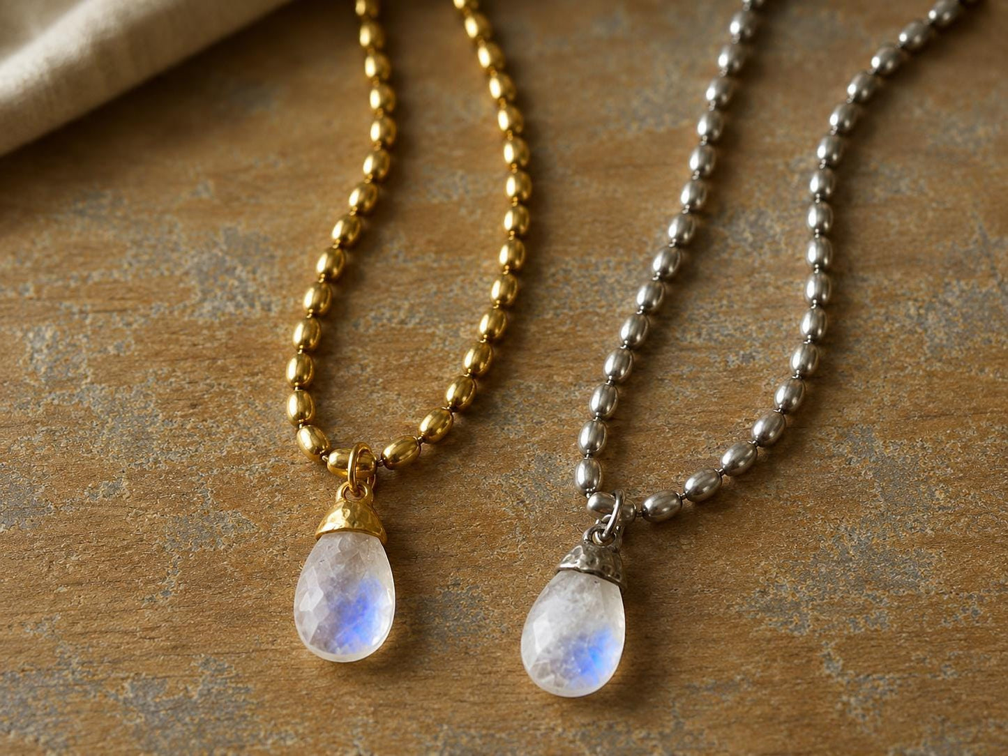 Rainbow Moonstone Pendant Necklace Antique Gold or Silver, June Birthstone Gift, Moonstone Jewelry, Boho Gemstone Necklace,