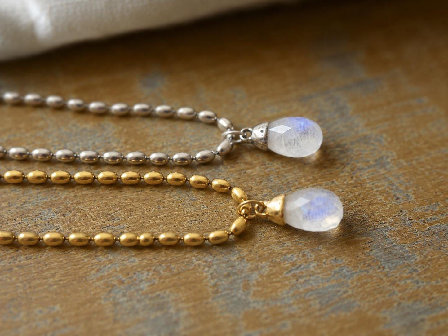 Rainbow Moonstone Pendant Necklace Antique Gold or Silver, June Birthstone Gift, Moonstone Jewelry, Boho Gemstone Necklace,